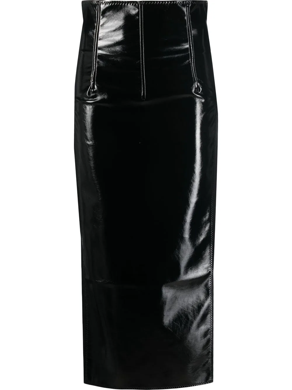 

ALESSANDRO VIGILANTE high-shine fitted midi-skirt - Black