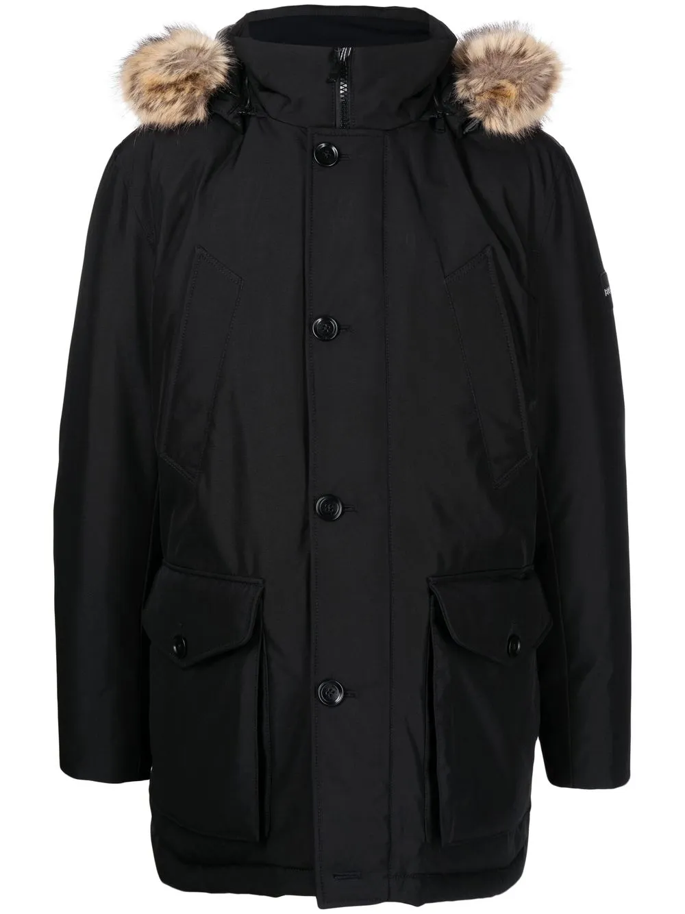 

BOSS faux-fur trim hooded coat - Black