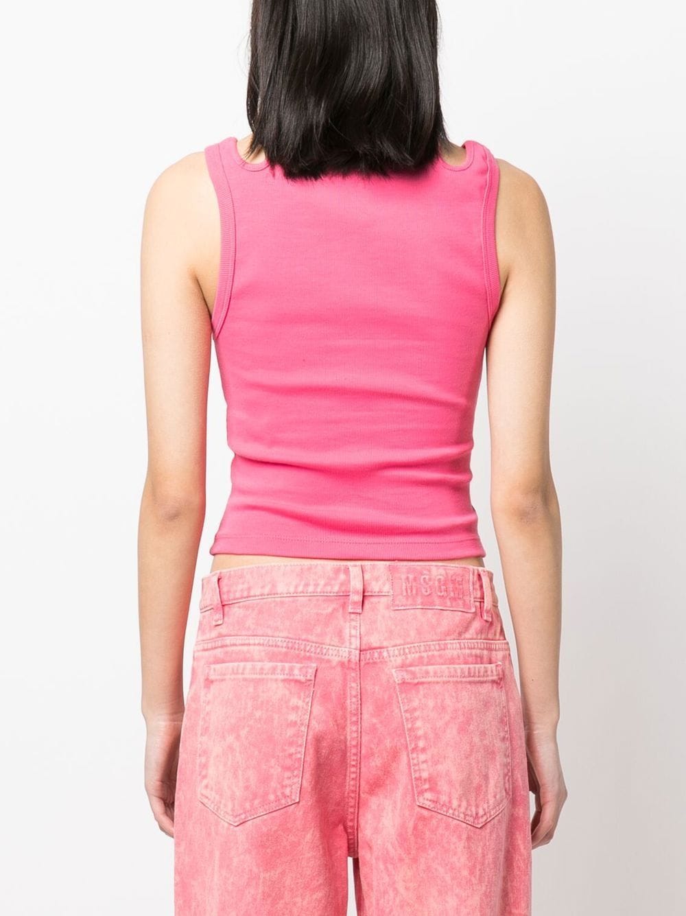 Shop Msgm Cut-out Tank Top In Rosa