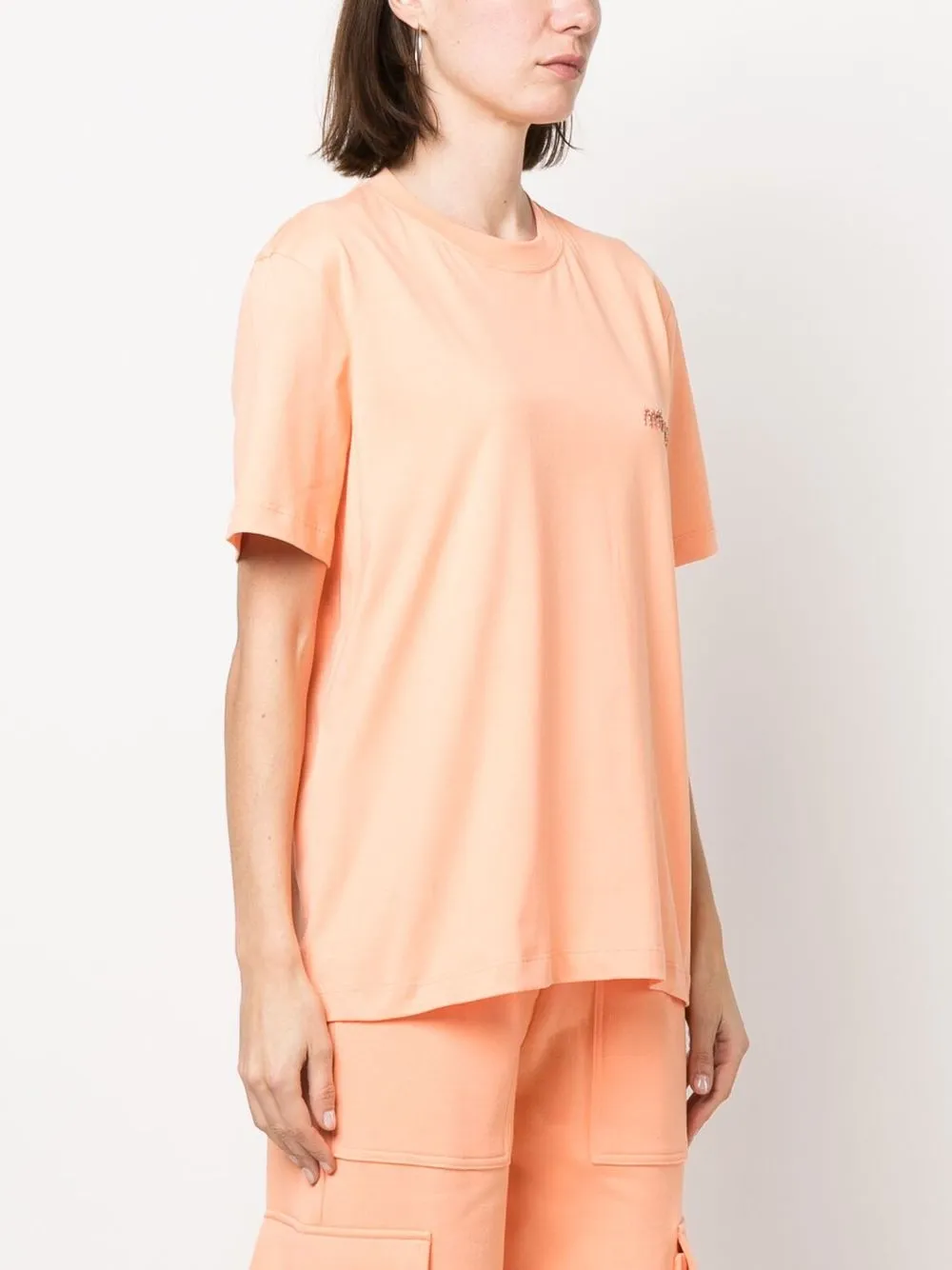 Msgm Logo-print Cotton T-shirt In Orange