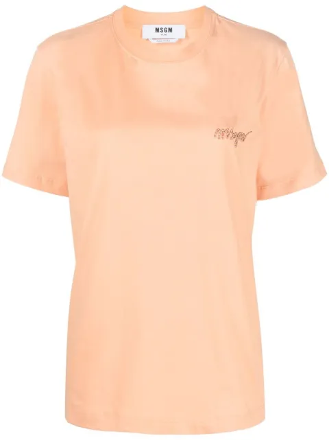 MSGM logo-embroidered cotton T-shirt 