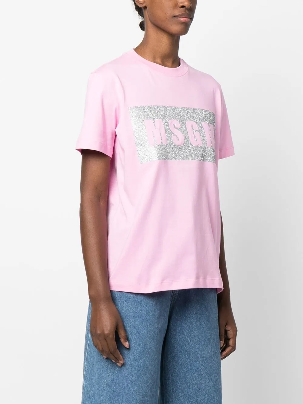 Msgm Logo-print Cotton T-shirt In Pink