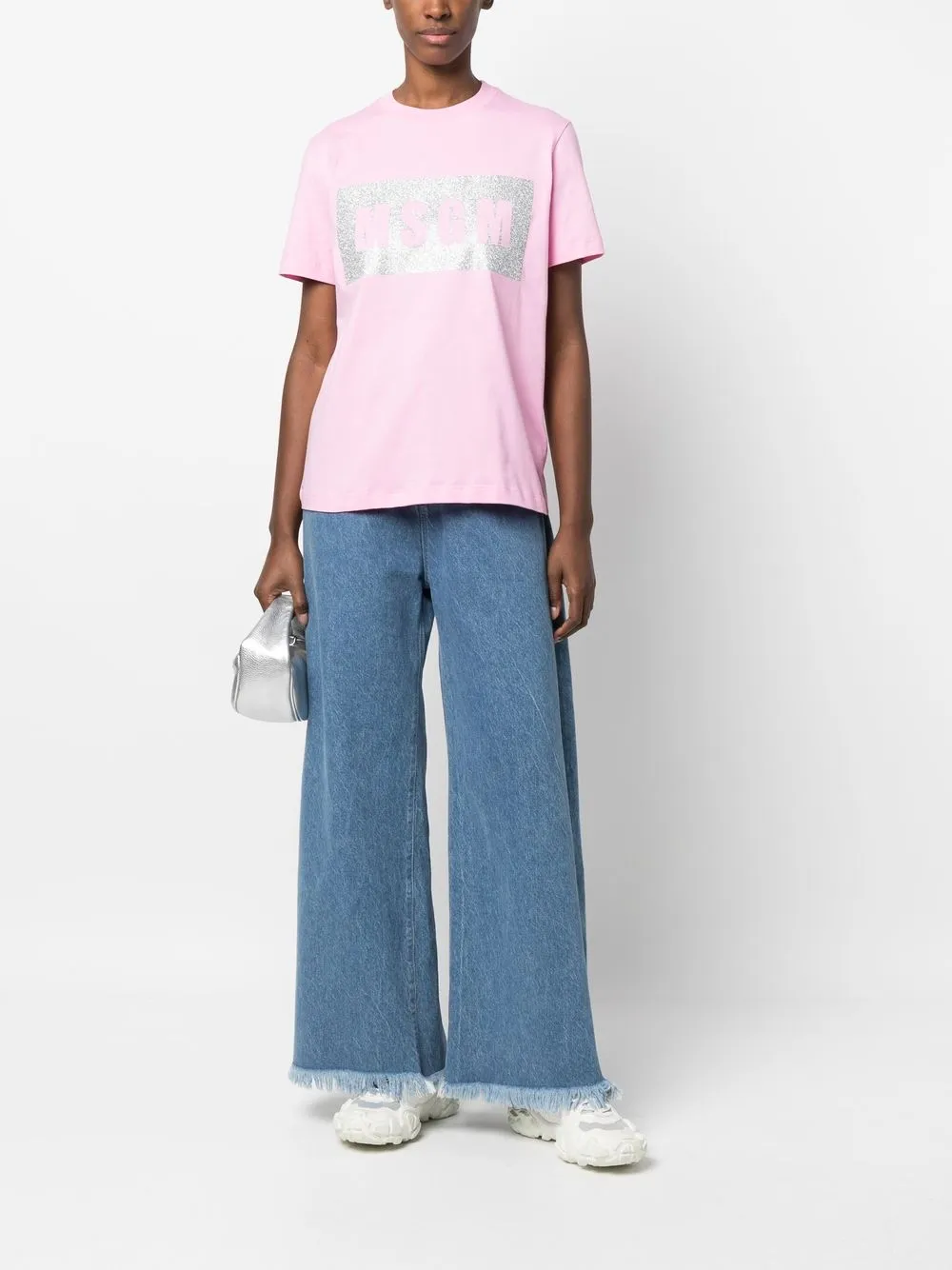 Msgm Logo-print Cotton T-shirt In Pink