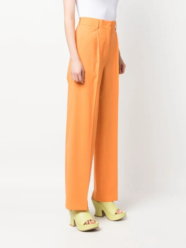 MSGM Orange Twill パンツ MSGM high-waist straight-leg Trousers | Orange | FARFETCH JO