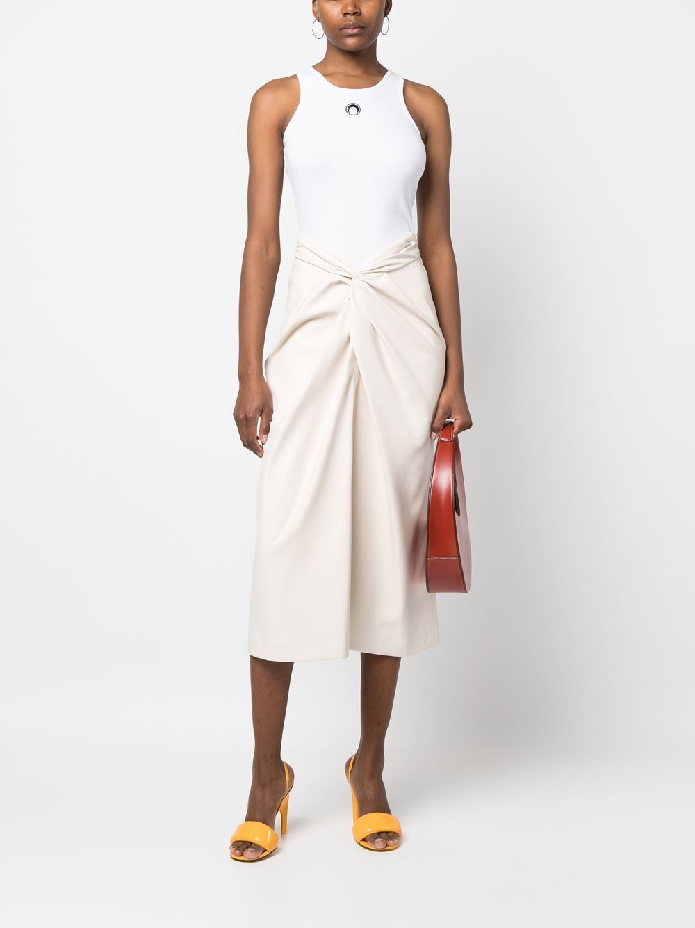 MSGM Midi-rok met wikkel design - Beige