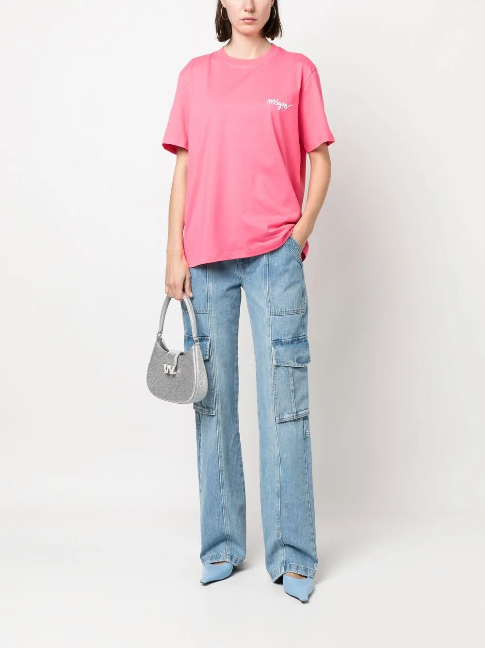 MSGM T-shirt met geborduurd logo - Roze