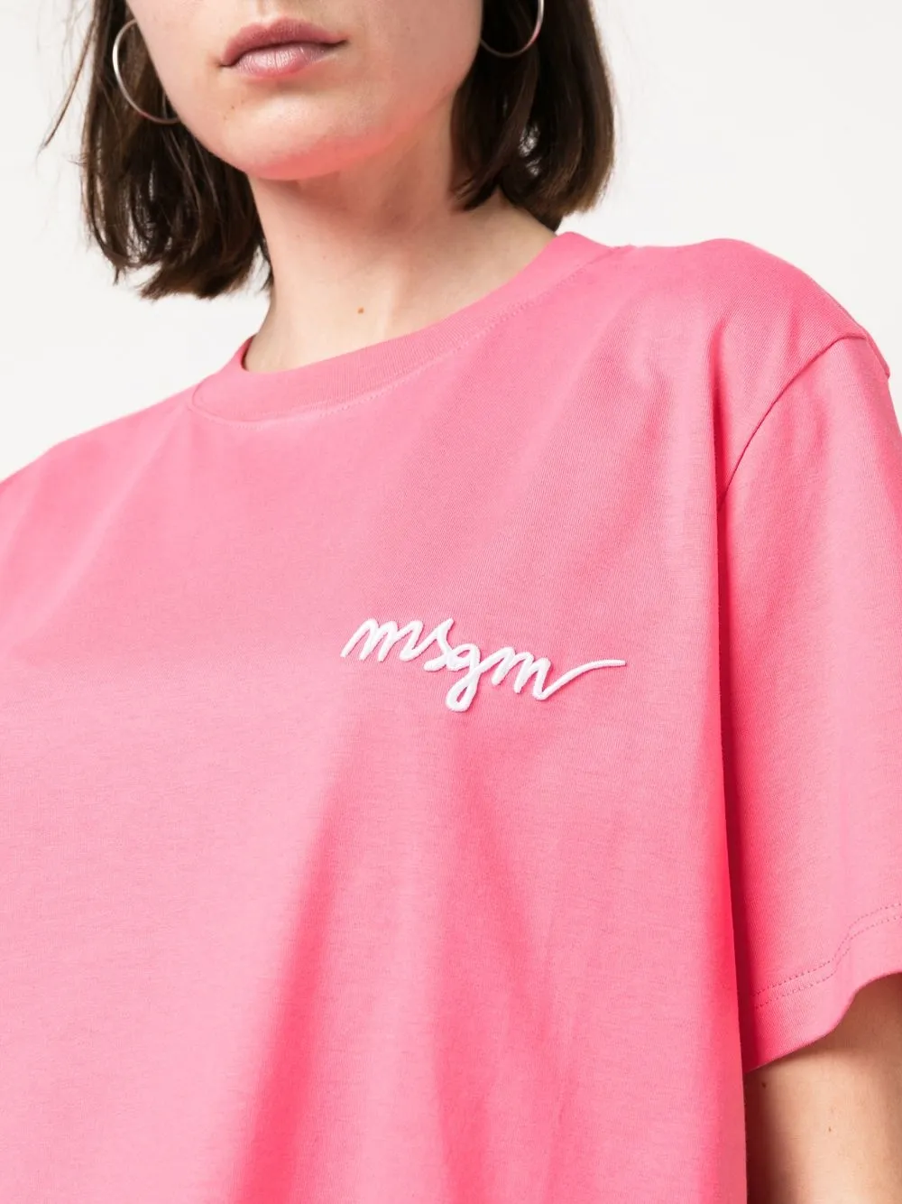 Msgm Logo-print Cotton T-shirt In Rosa