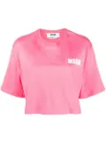 MSGM logo-print cropped T-shirt - Pink