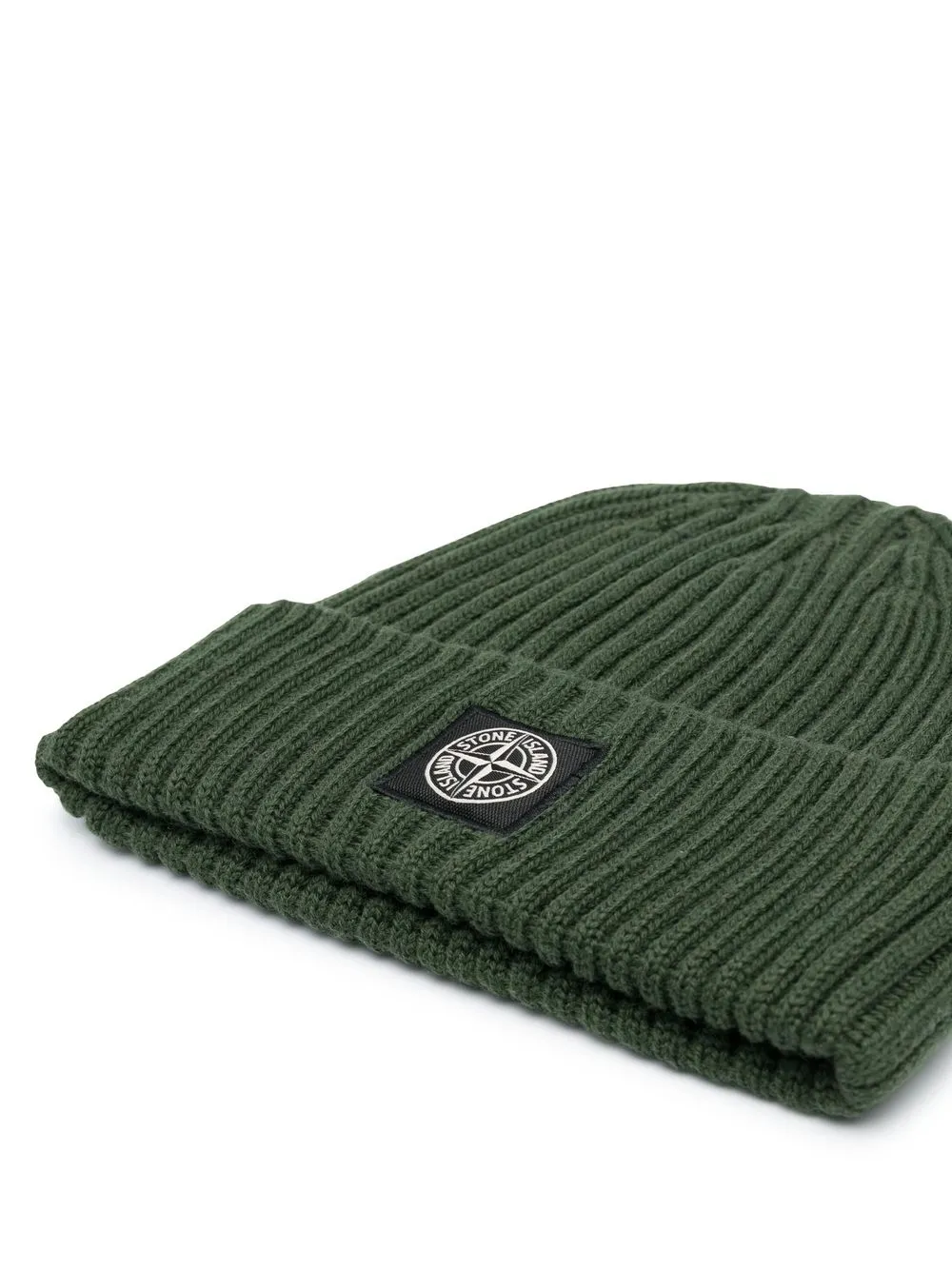 Stone Island Compass-patch Wool Beanie In Green
