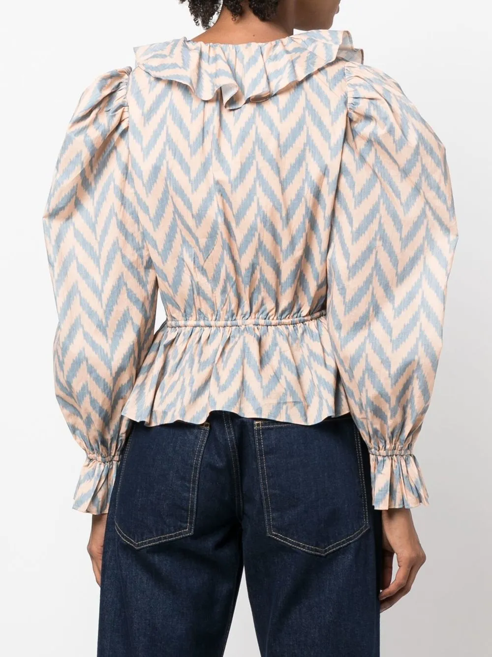 Ulla Johnson Zig-zag Ruffle Blouse In Neutrals