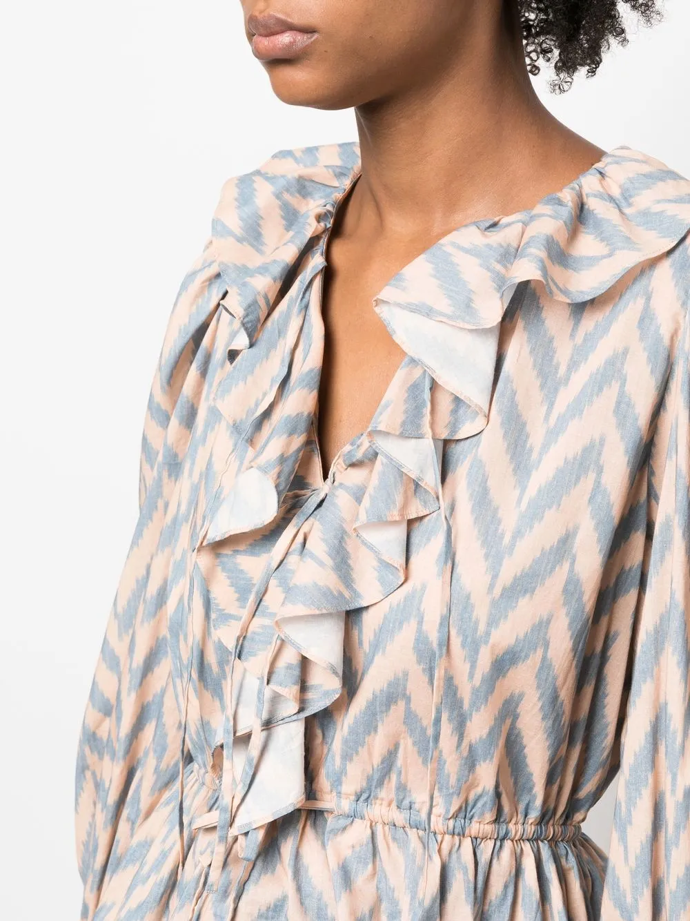 Ulla Johnson Zig-zag Ruffle Blouse In Neutrals