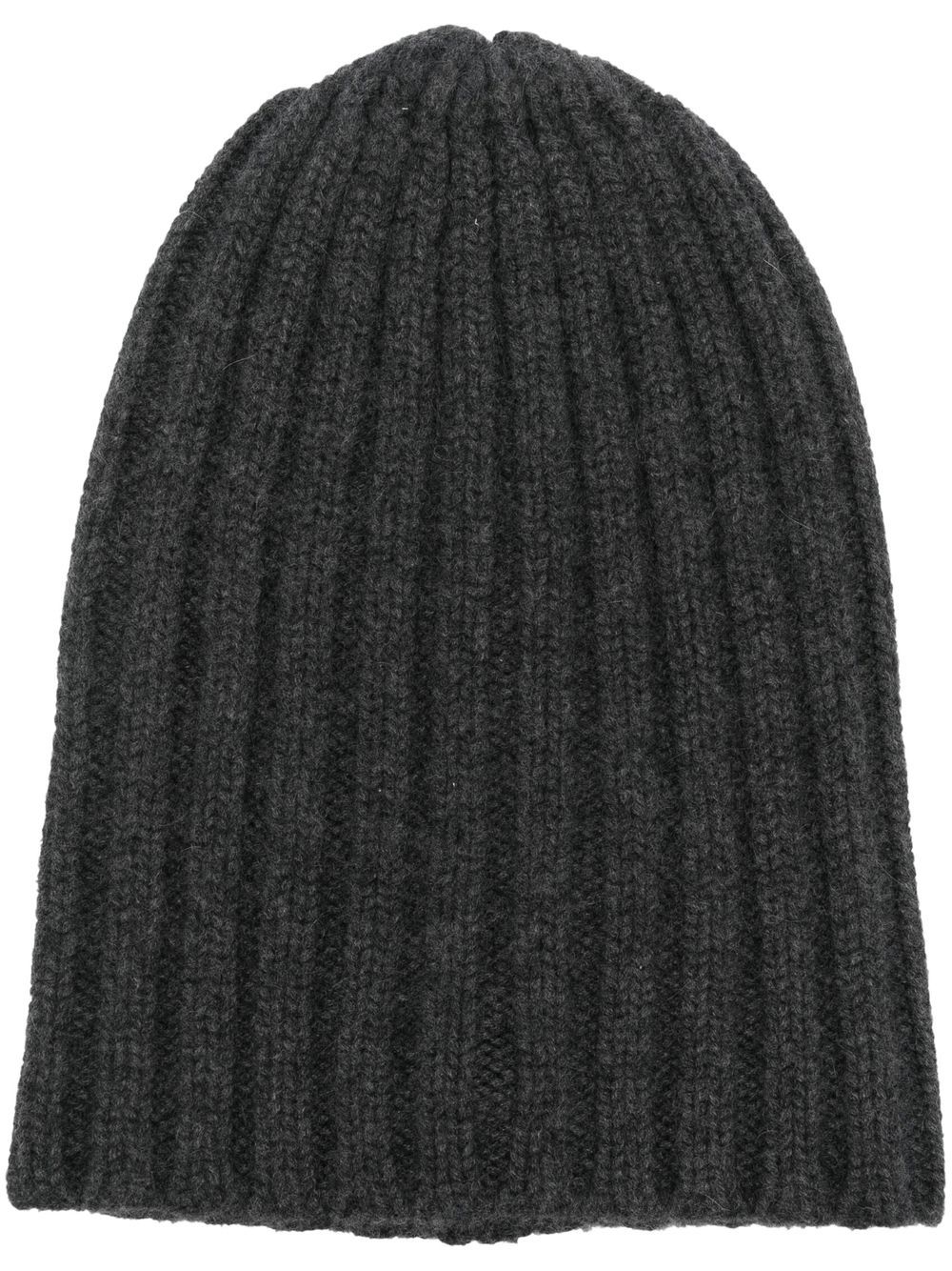 

Laneus gorro de cachemira tejido de canalé - Gris