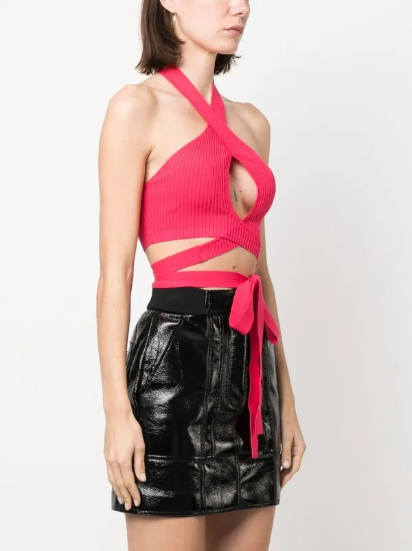 MSGM リブニット クロップドトップ | ピンク | FARFETCH JP