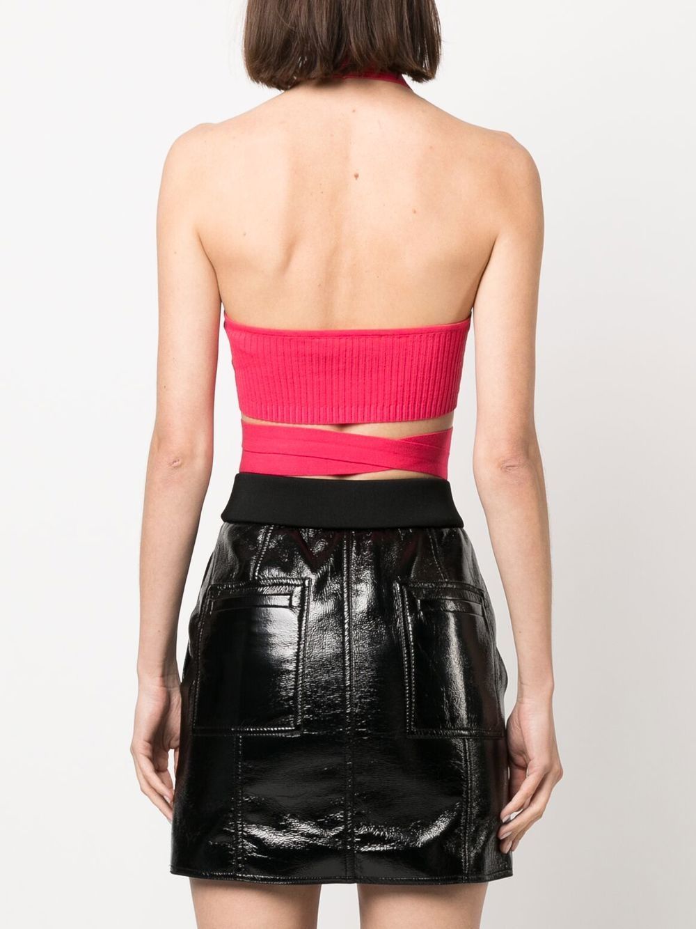 Shop Msgm Ribbed-knit Crop Top In Pink