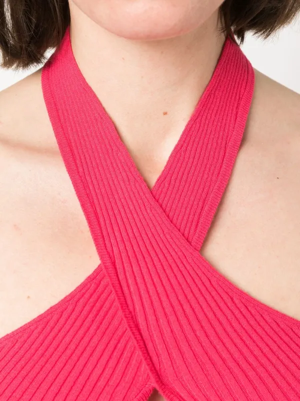 MSGM リボントップス MSGM リブニット クロップドトップ | ピンク | FARFETCH JP