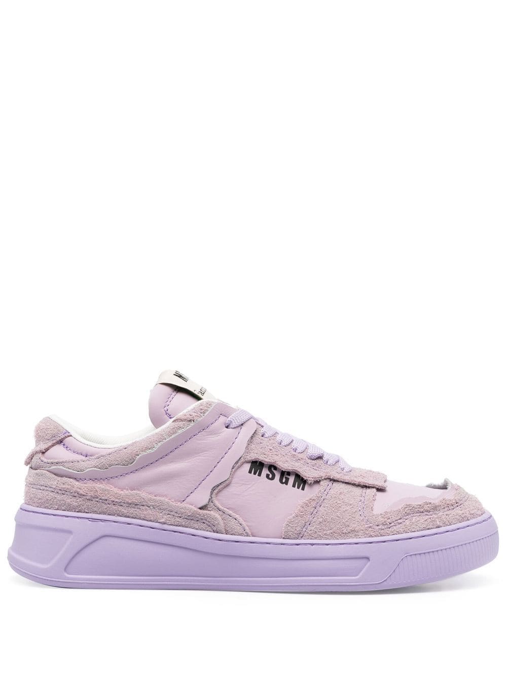 Msgm Logo-print Leather Sneakers In Purple
