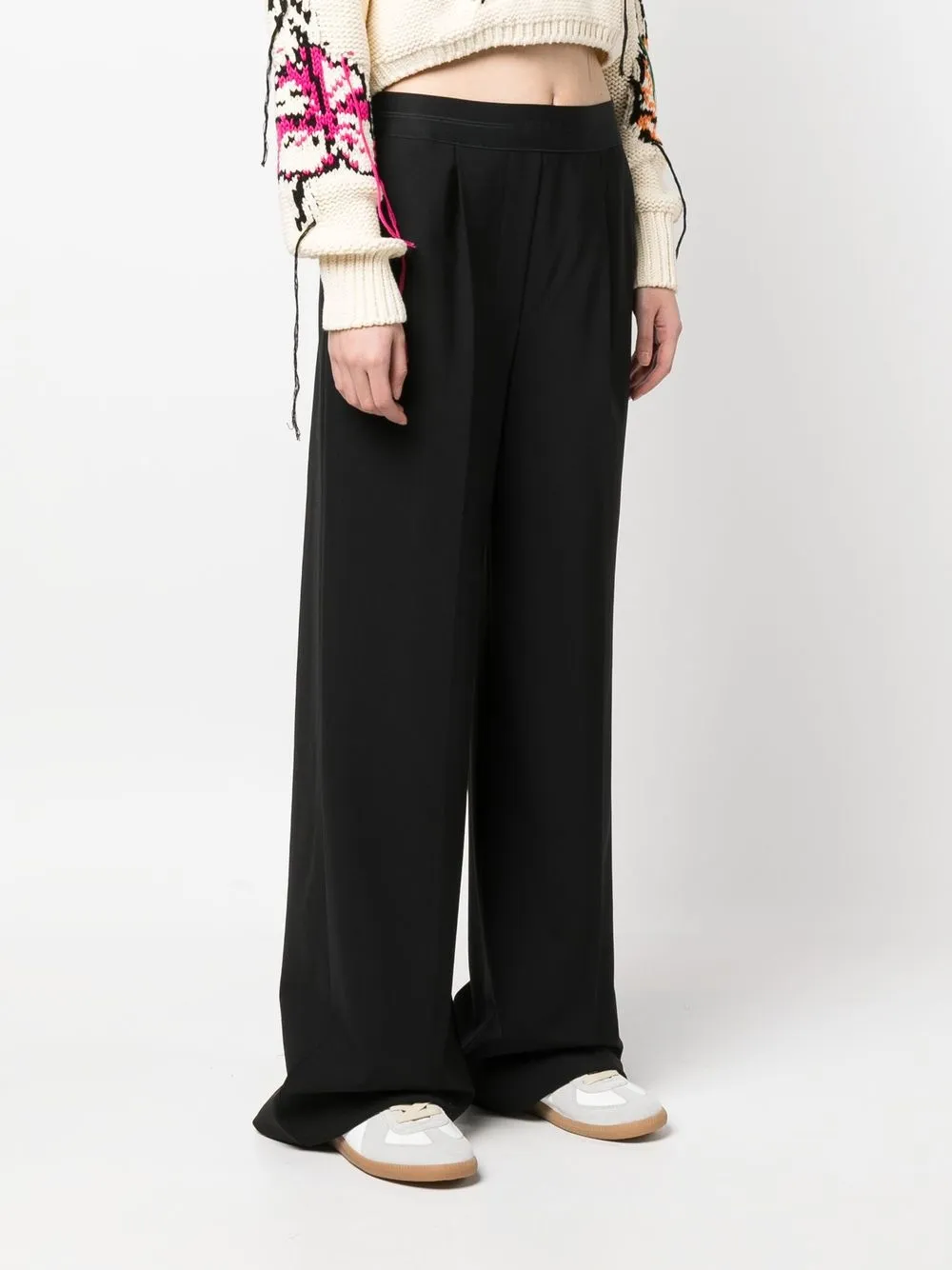 Shop Msgm Logo-waistband Tailored Trousers In Schwarz