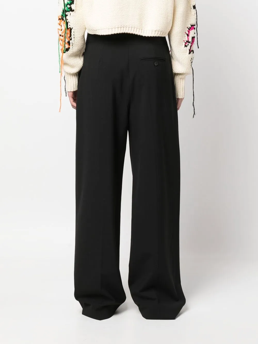 Shop Msgm Logo-waistband Tailored Trousers In Schwarz