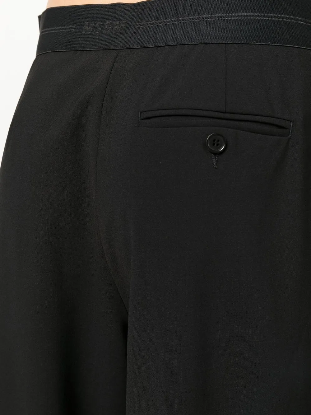 Shop Msgm Logo-waistband Tailored Trousers In Schwarz
