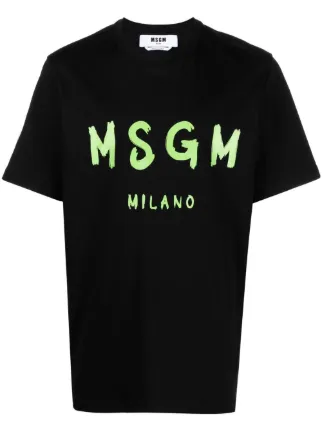 【送料&関税込】MSGM T-shirt With Logo MSGM logo-print Cotton T-shirt | Black | FARFETCH