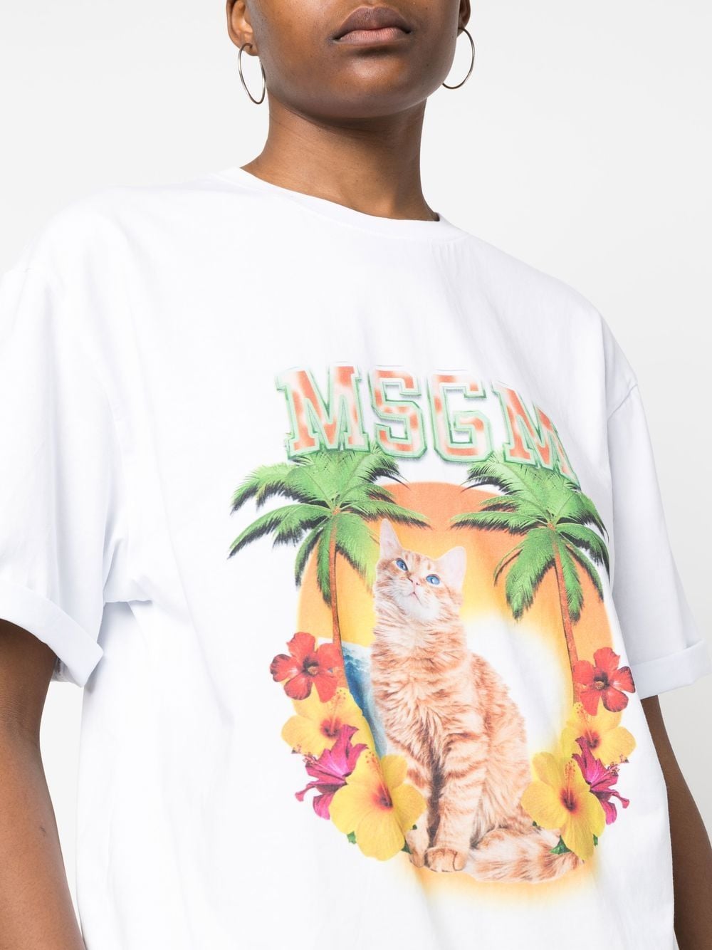Shop Msgm Graphic Print Short-sleeve T-shirt In White