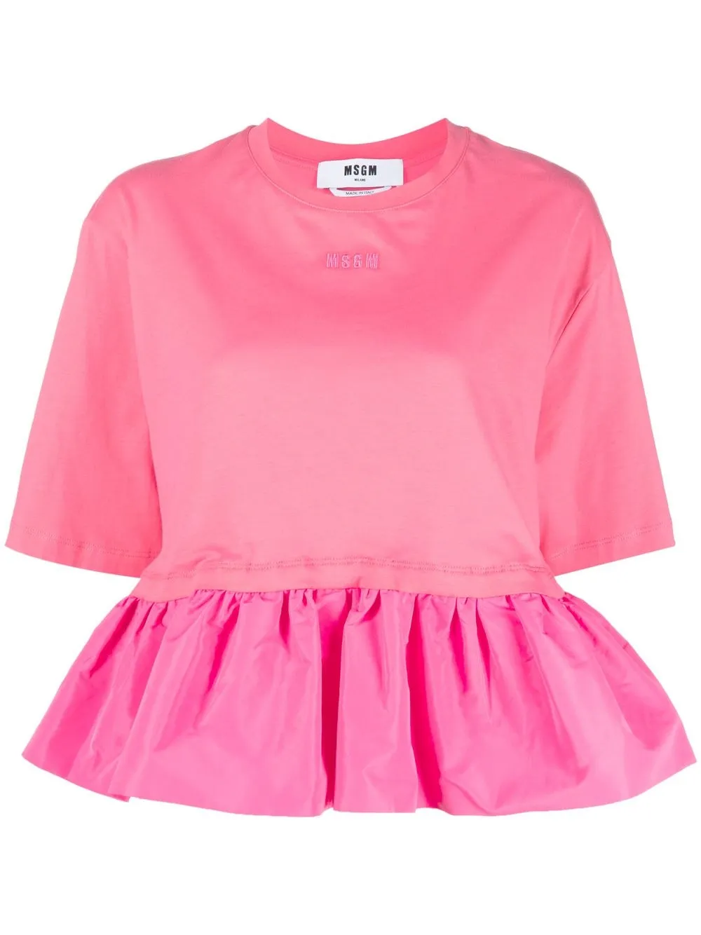 

MSGM embroidered-logo ruffled T-Shirt - Pink