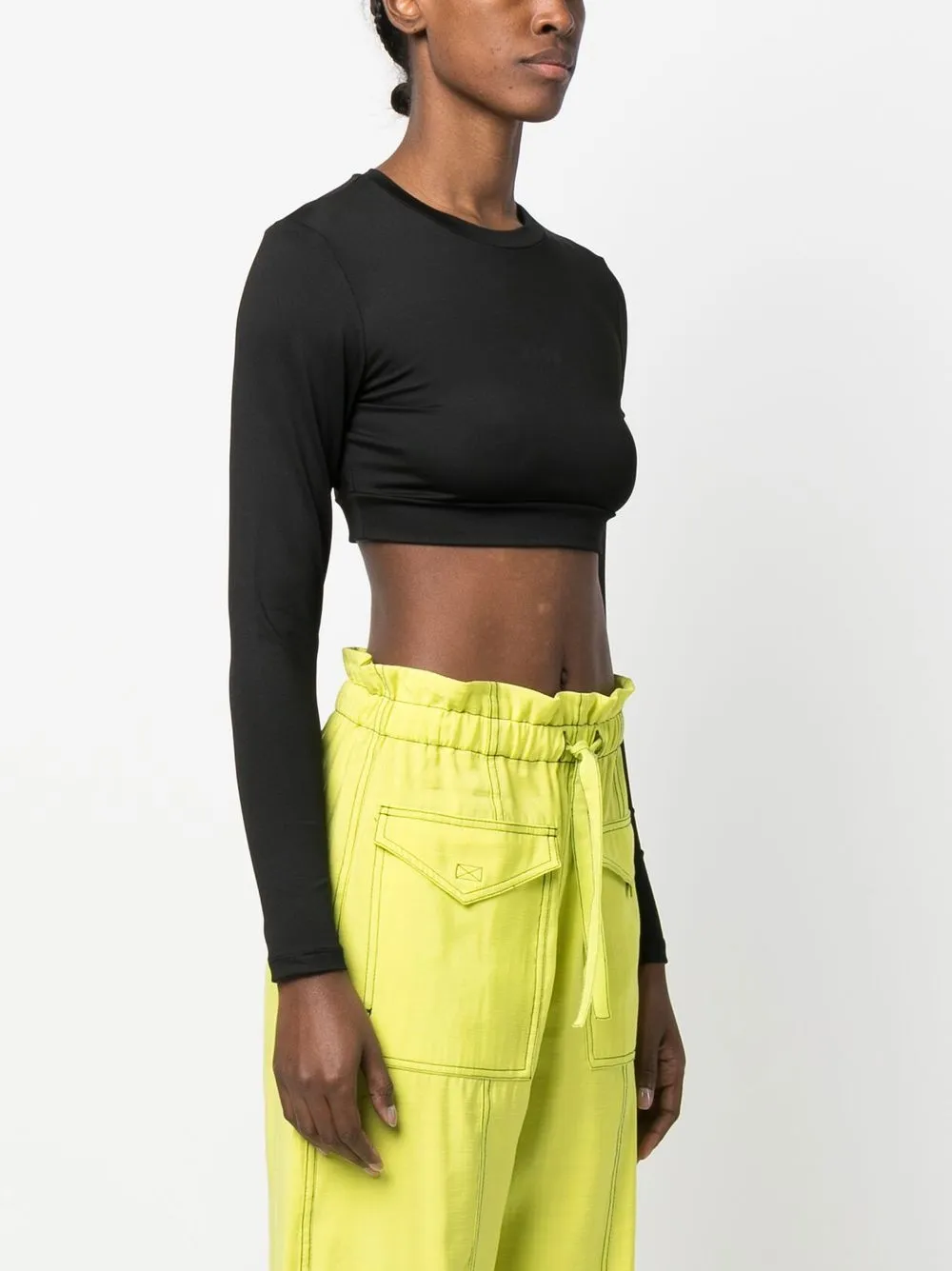 Msgm Cropped-oberteil Mit Logo-print In Black