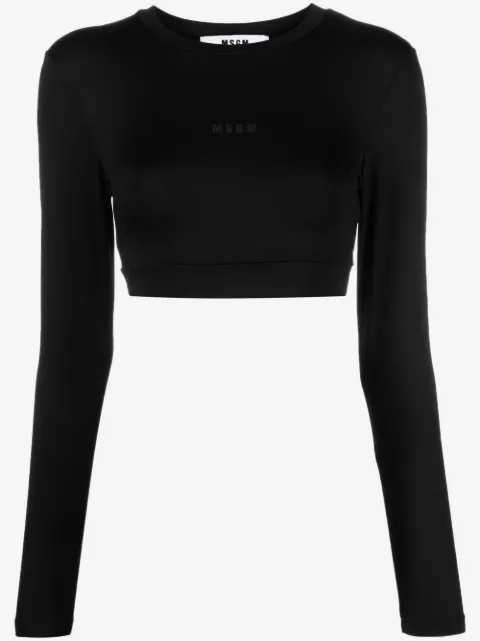 MSGM haut crop à logo imprimé]