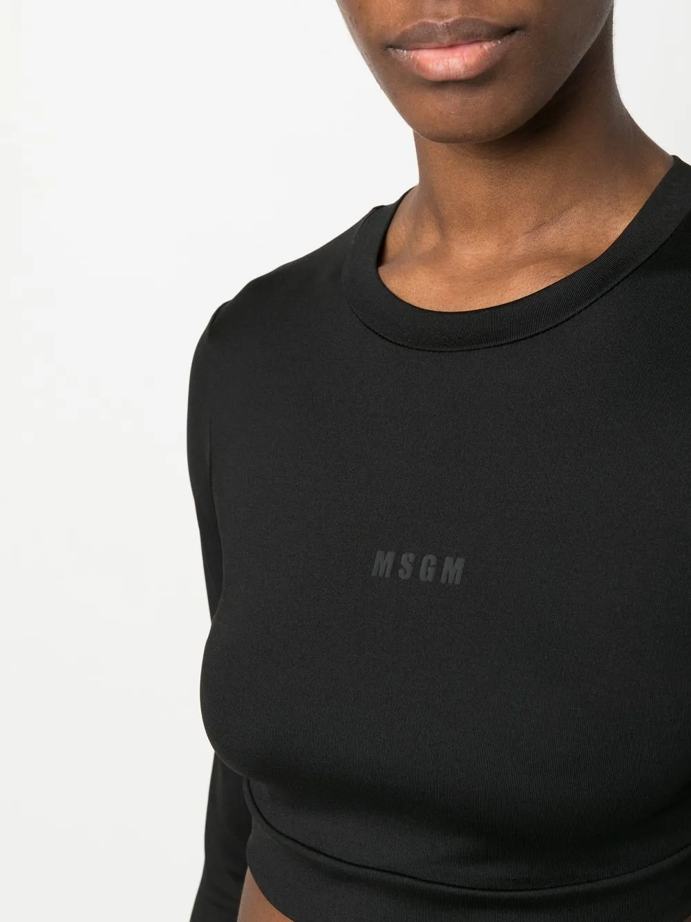 Msgm Cropped-oberteil Mit Logo-print In Black