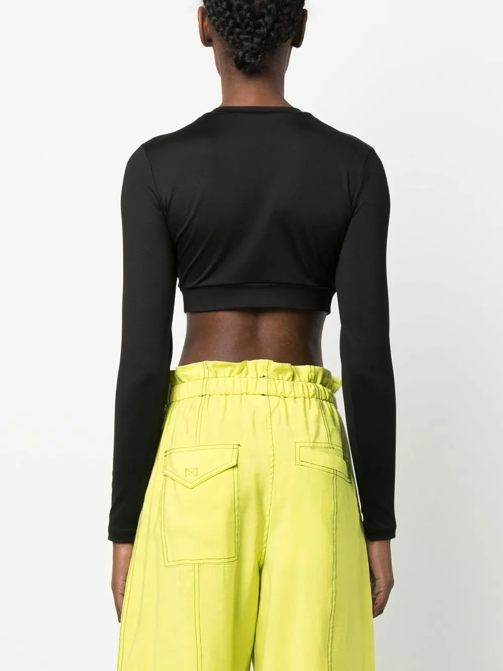 Msgm Cropped-oberteil Mit Logo-print In Black