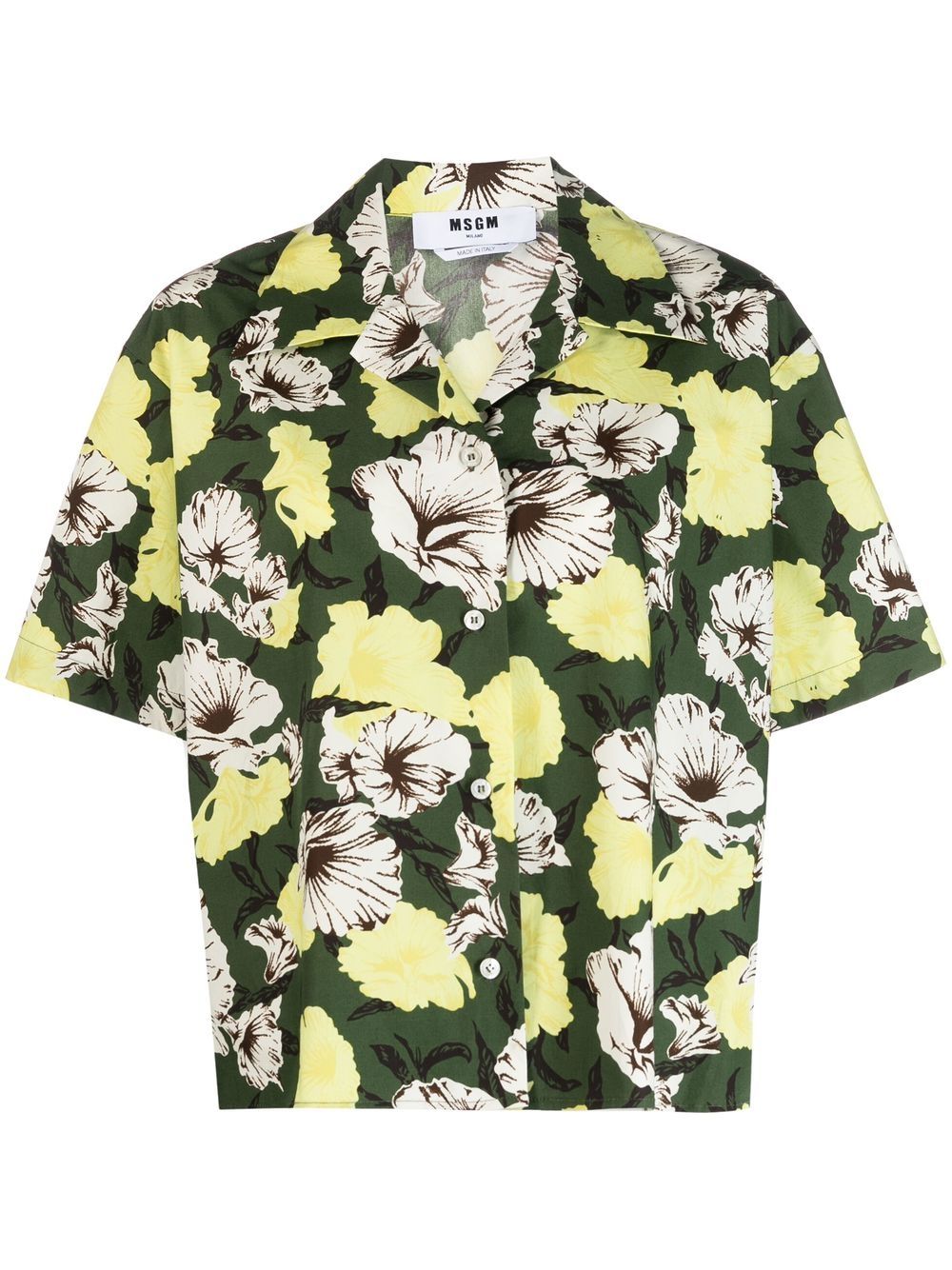 Shop Msgm Floral-print Short-sleeve Shirt In Grün