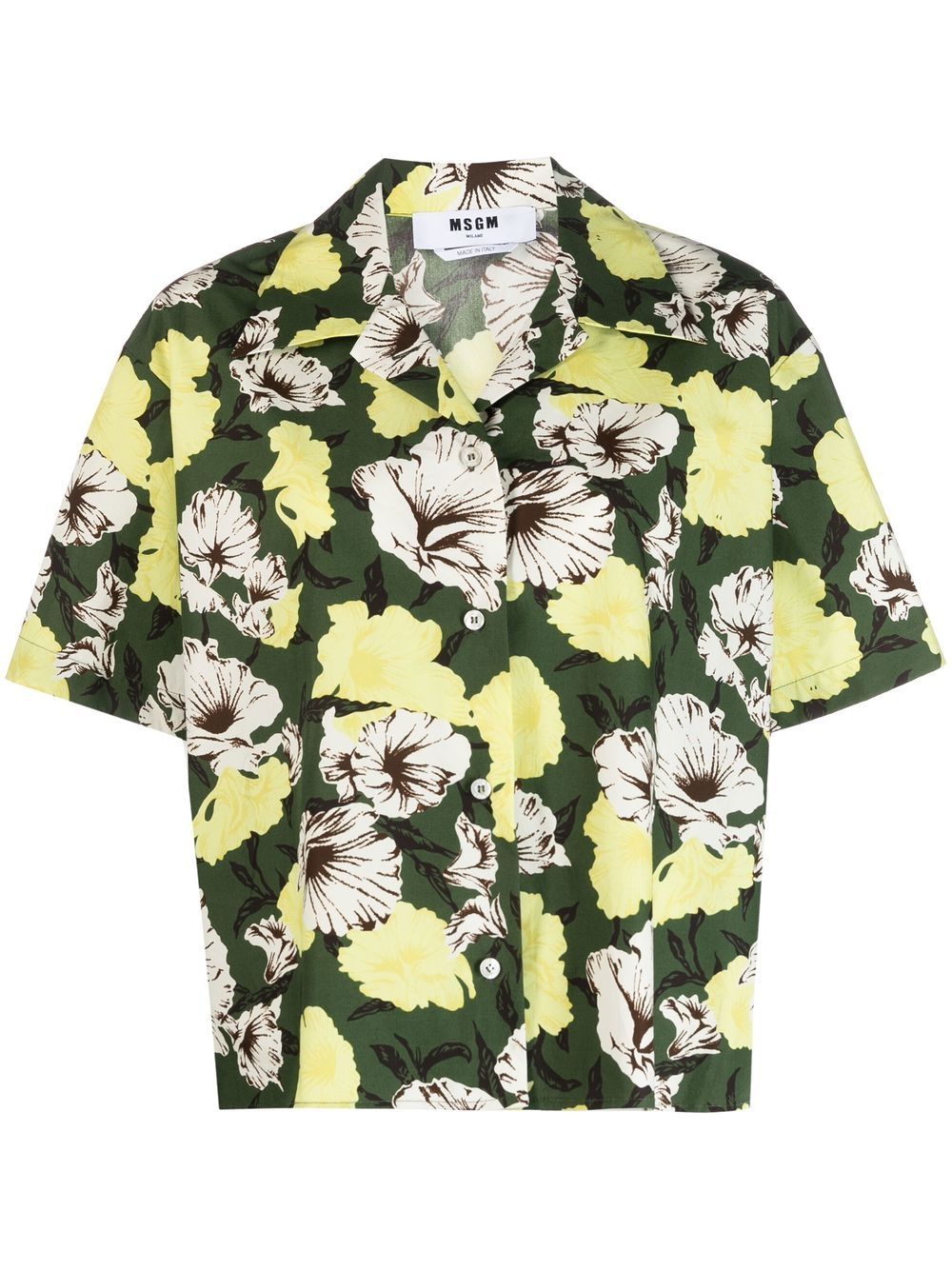 Msgm Floral Shirt In Green