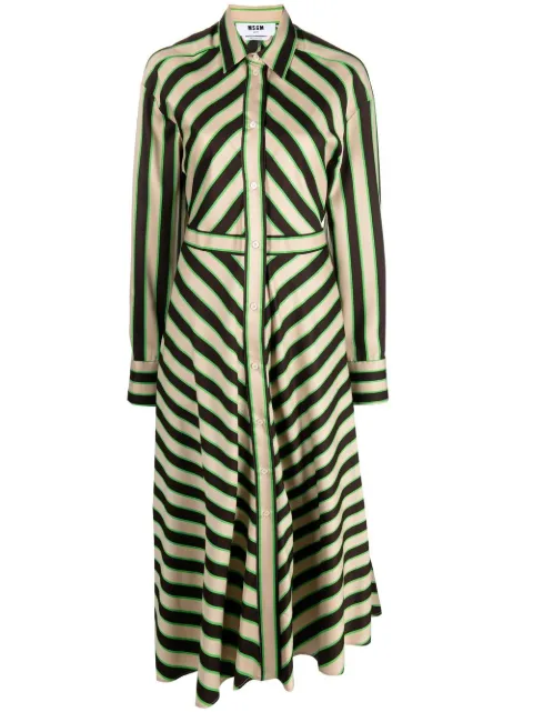 MSGM striped long-sleeve shirt dress