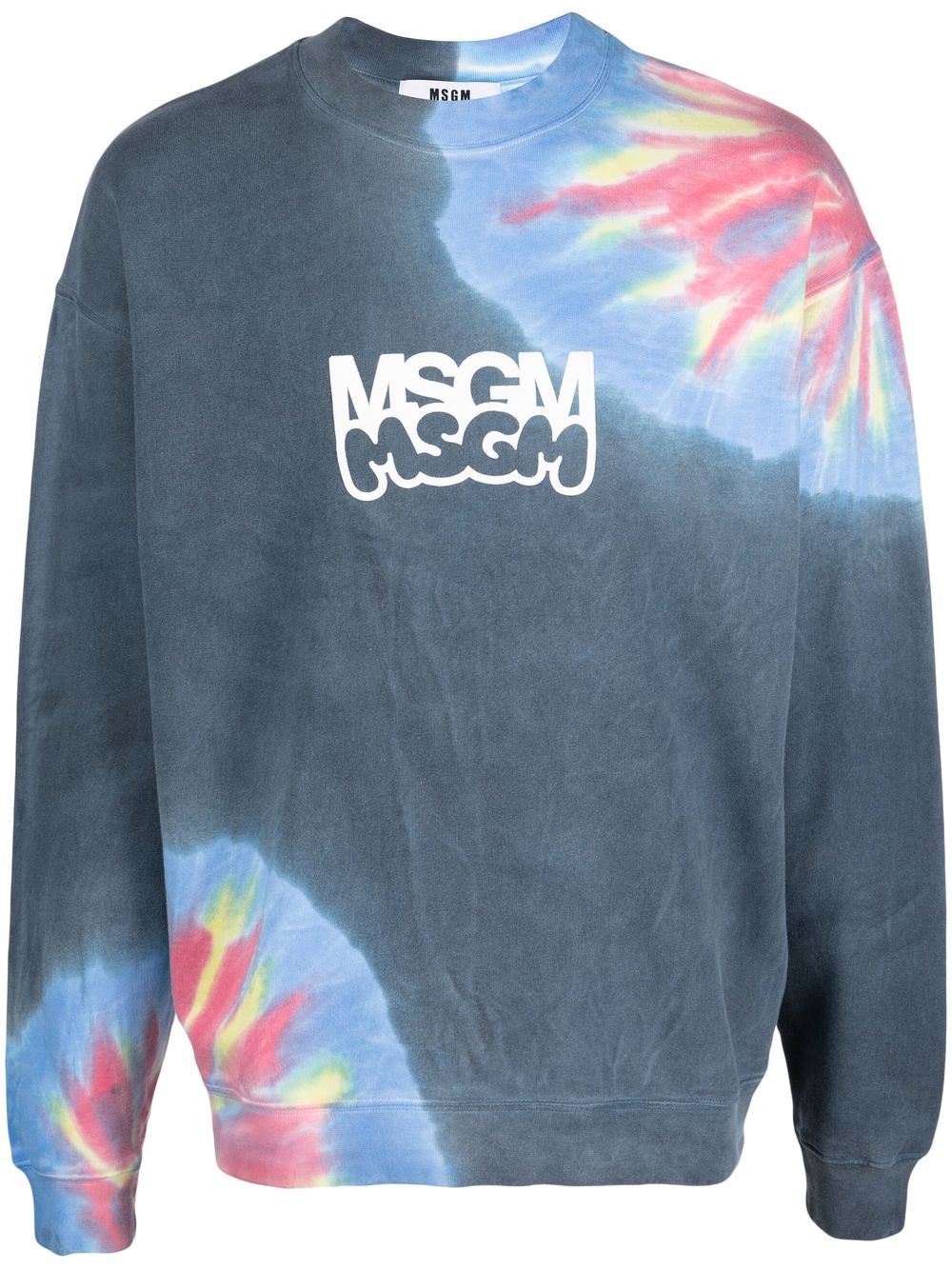 Msgm Tie Dye Cotton Crewneck Sweatshirt In Multicolor