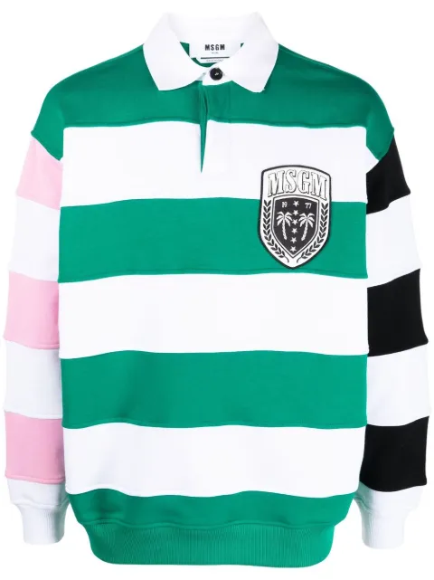 MSGM striped long-sleeve rugby shirt