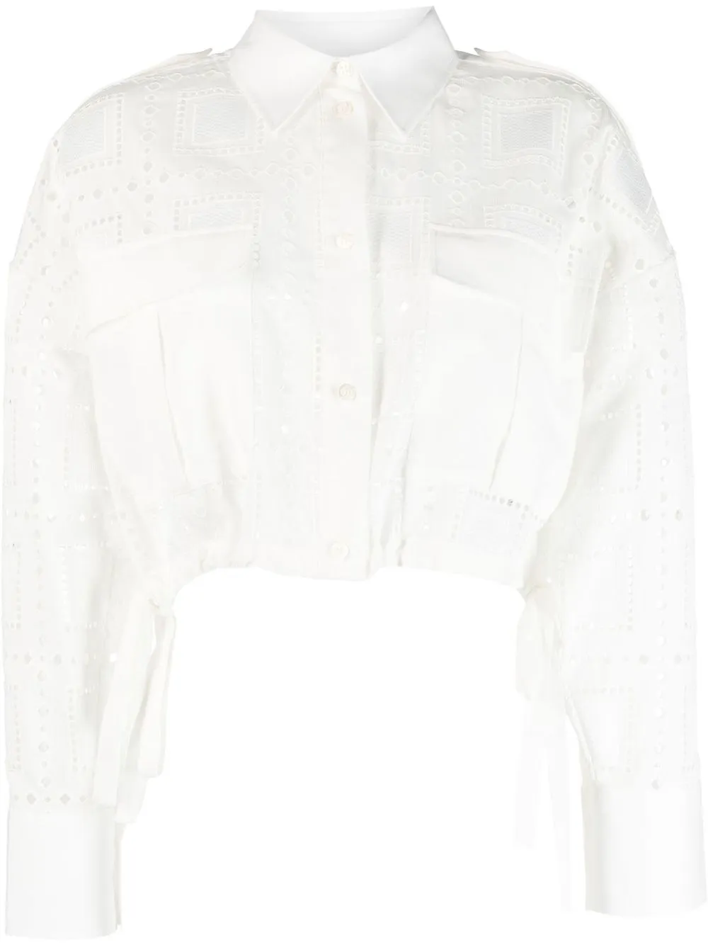 

MSGM broderie-anglaise cropped shirt - White