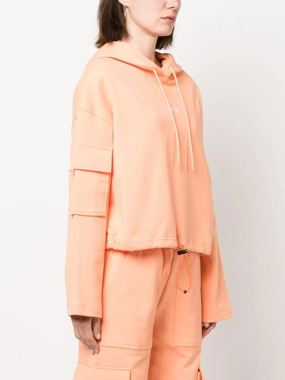  Msgm Logo-print Cotton Hoodie - Orange 