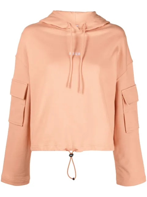 MSGM logo-print cotton hoodie