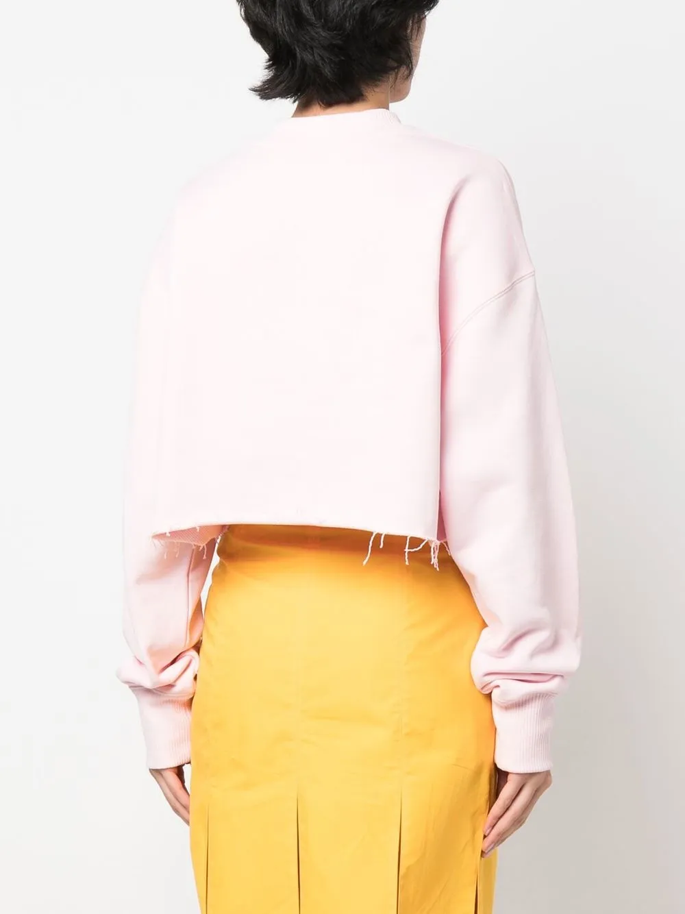 Msgm Graphic Print Cropped Sweatshirt In Pink