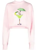 MSGM graphic print cropped sweatshirt - Pink