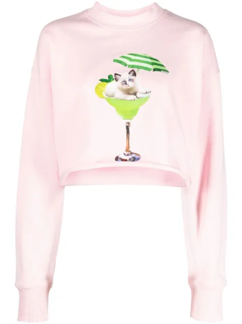 MSGM graphic print cropped sweatshirt