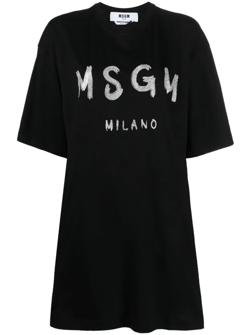 MSGM robe à logo imprimé - Noir - MSGM - Modalova