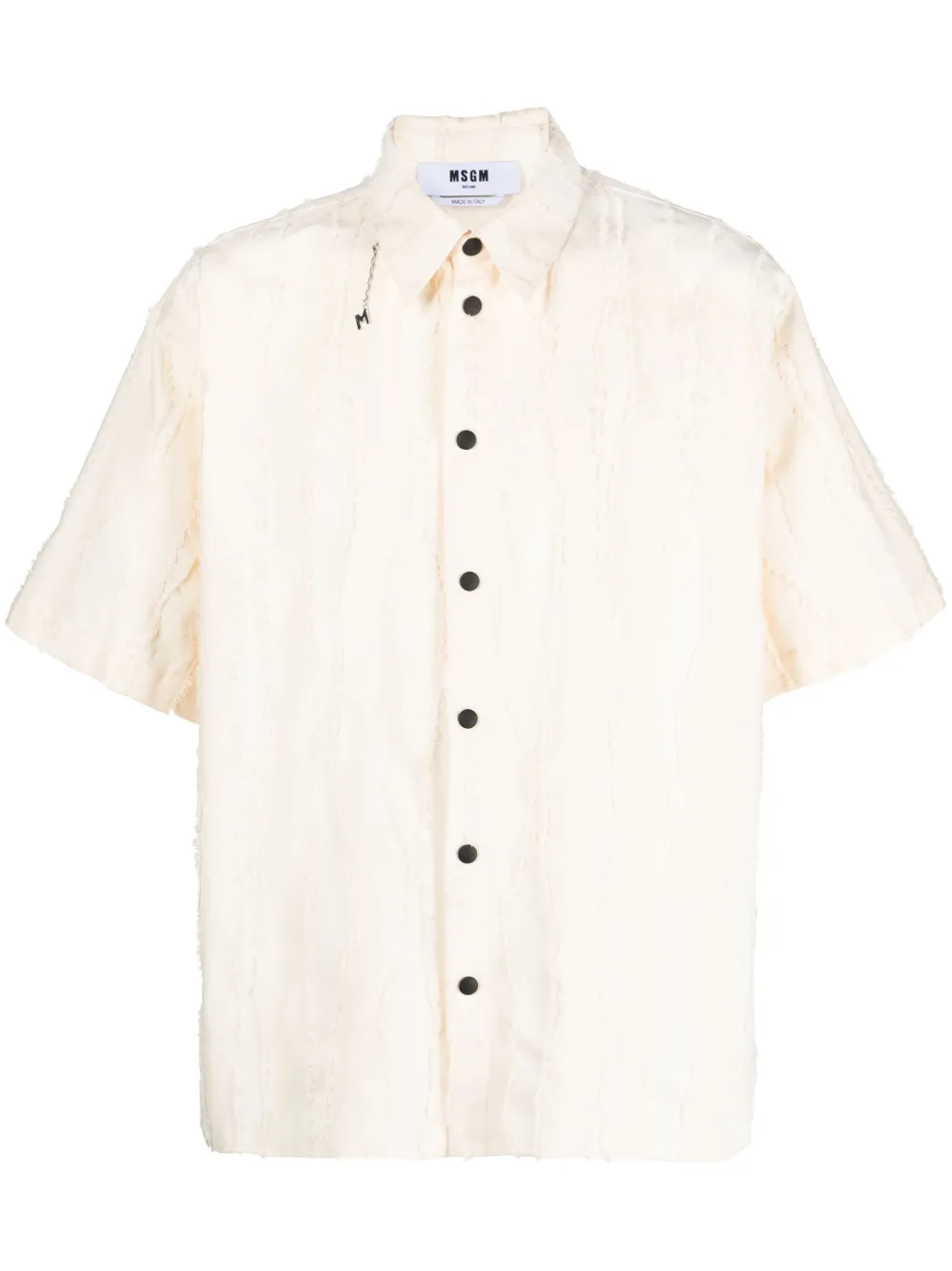 Msgm Textured-finish Cotton Shirt In White