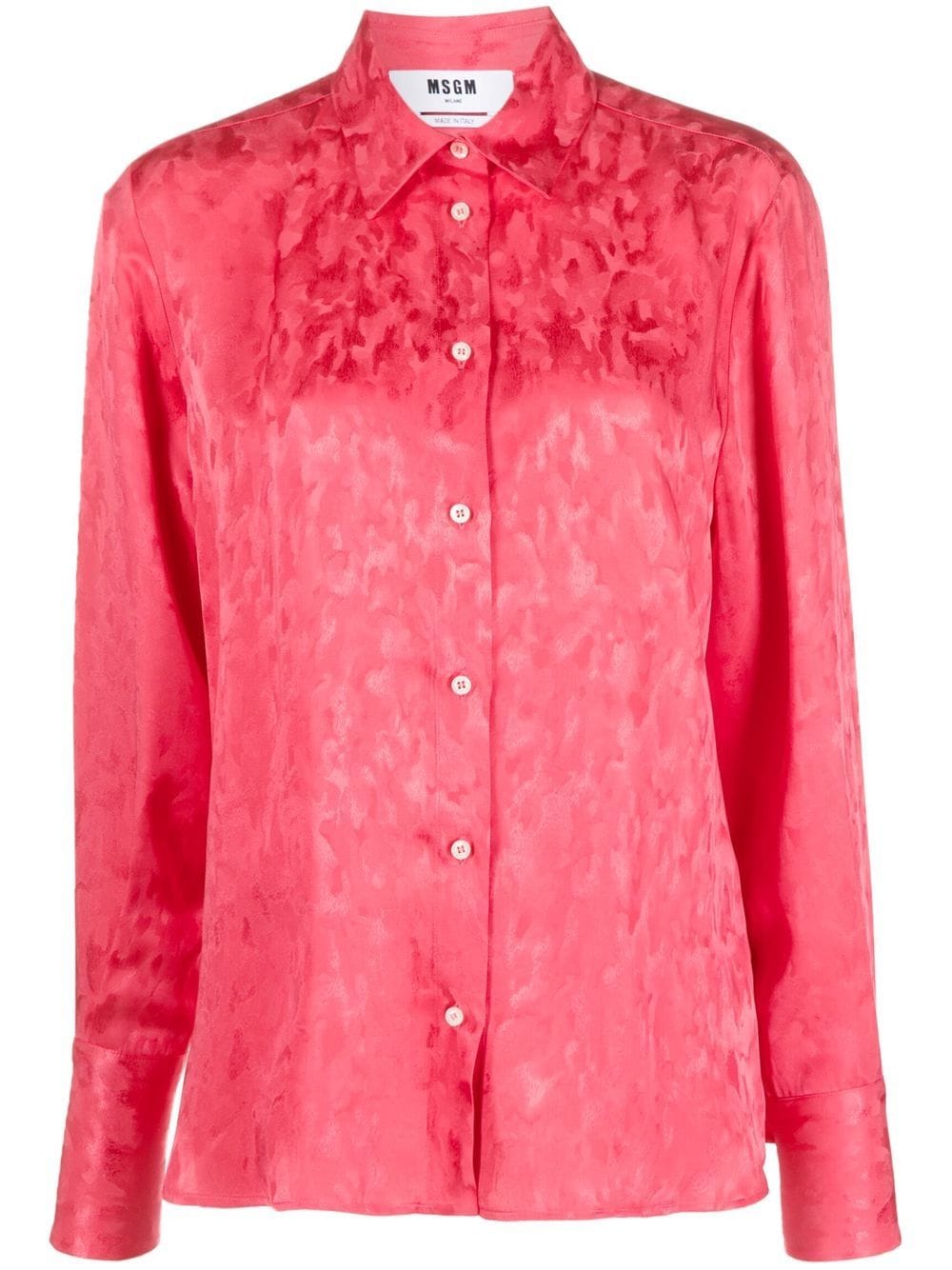 Msgm Long-sleeve Satin Shirt In Pink