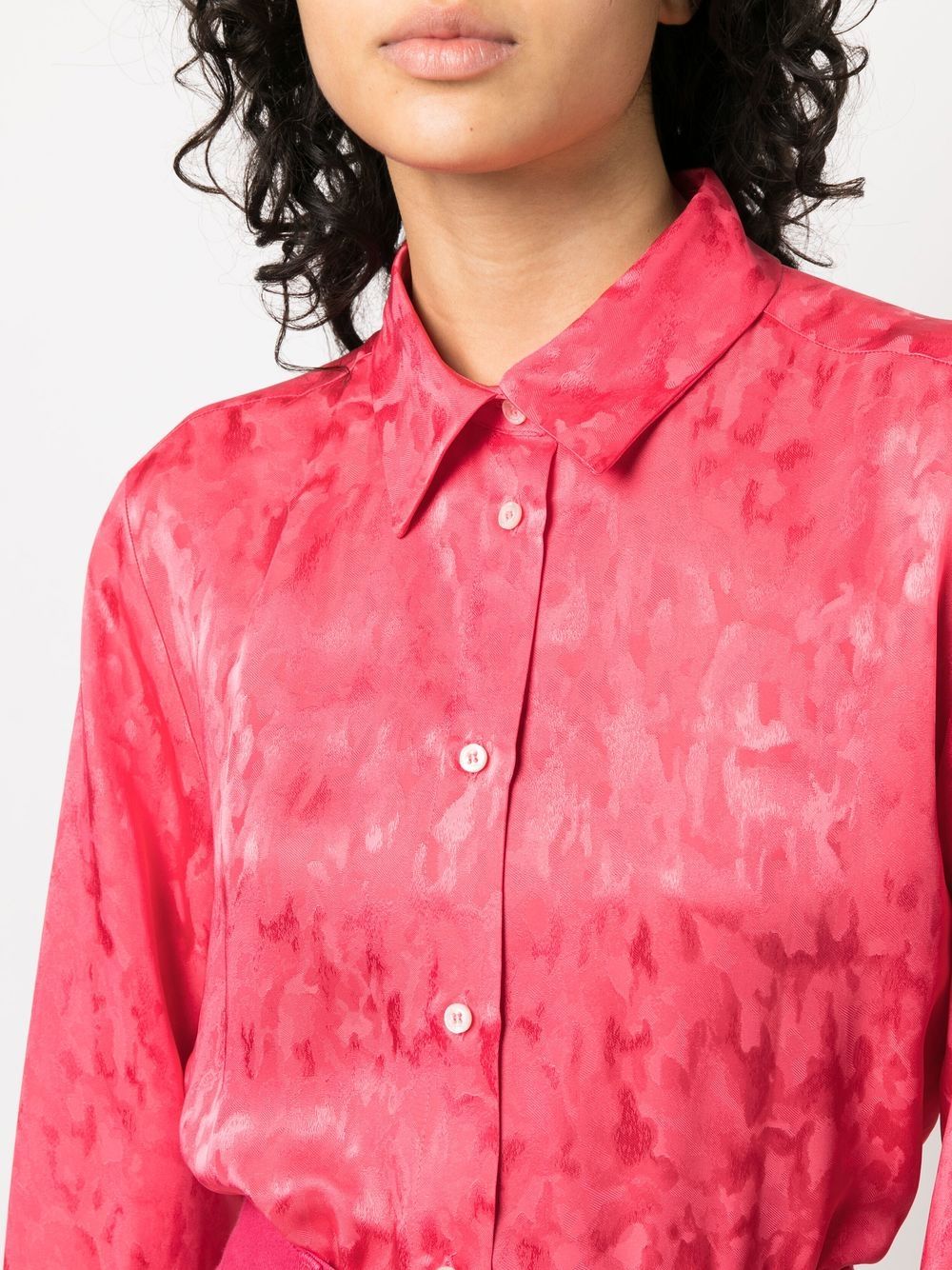 Shop Msgm Long-sleeve Satin Shirt In Pink