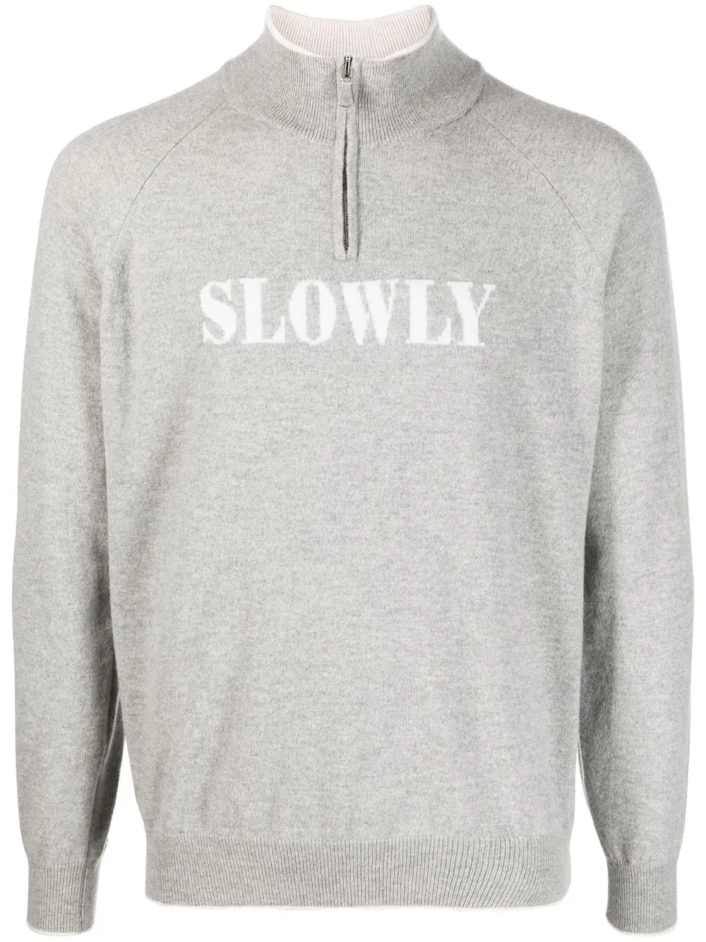 

Eleventy slogan-print roll neck sweater - Grey