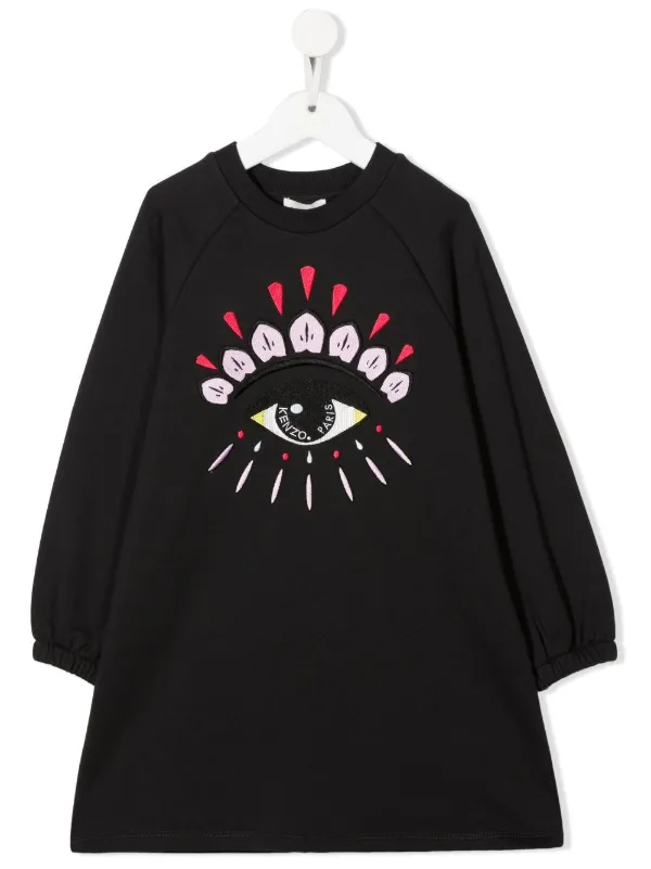 Kenzo Kids Eye Icon Sweater Dress - Dark Grey - Size: 8 Years