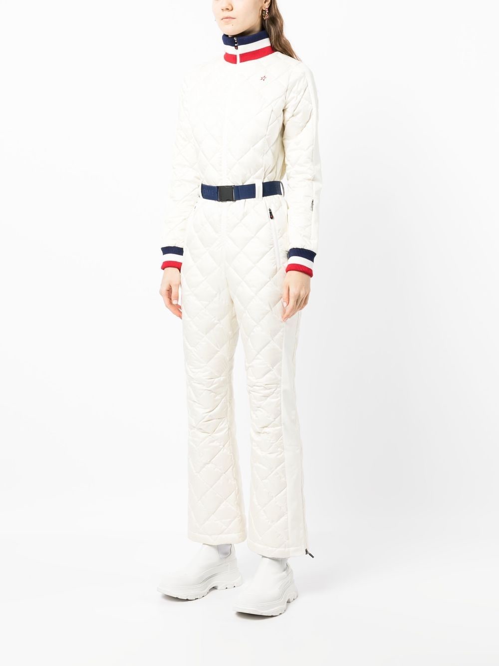 Shop Perfect Moment Viola Diamond-quilt Jumpsuit In Weiss