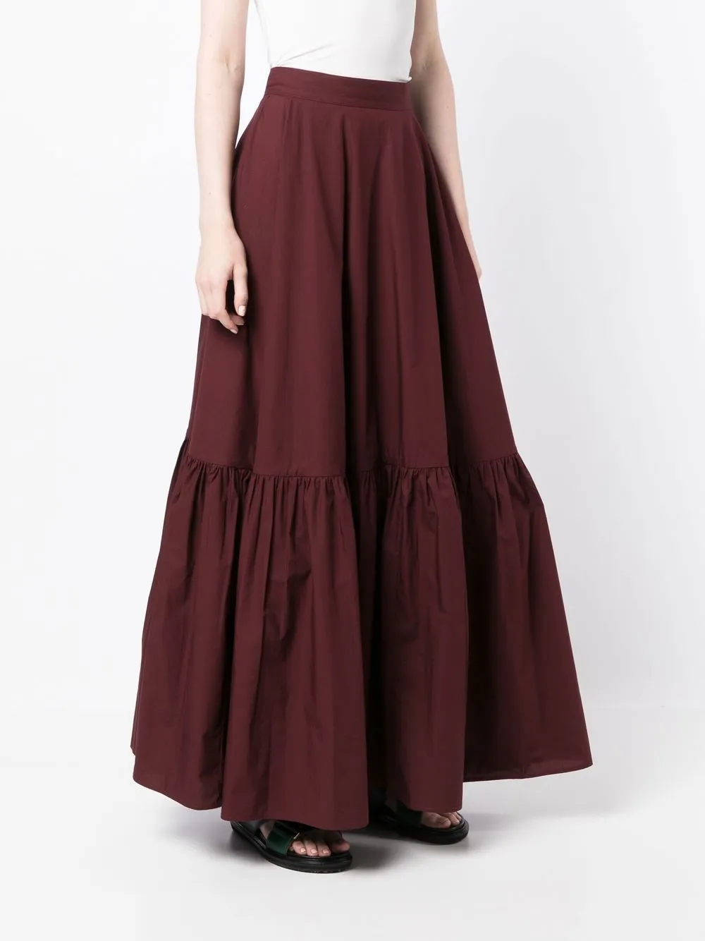 Shop Plan C Tiered Maxi Skirt In Red