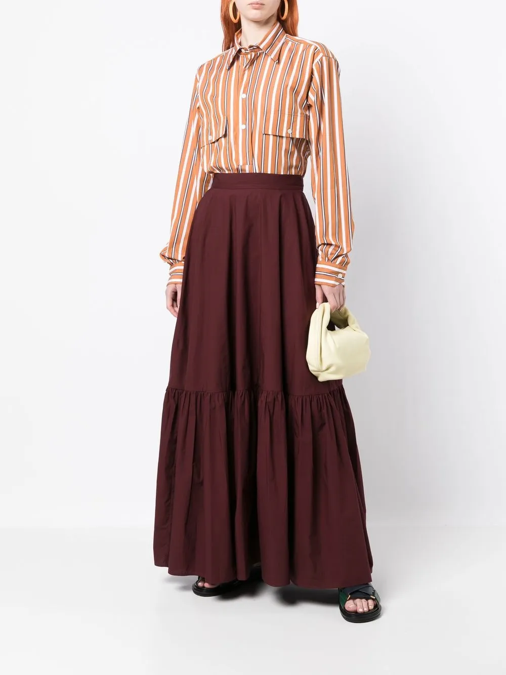 Plan C Gelaagde maxi-rok - Rood